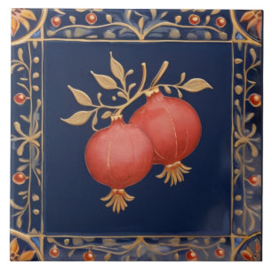 Blauw & Goud Granaatappels Roze Rode Granaatappel Tegeltje