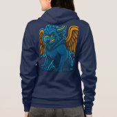 Blauw & Goud Griffin Mascot Kunst Hoodie (Achterkant)