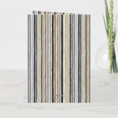 Blauw Goud Grijs Strepen Kerst Viering Kaart (Achterkant)