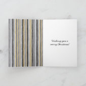 Blauw Goud Grijs Strepen Kerst Viering Kaart (Binnen)
