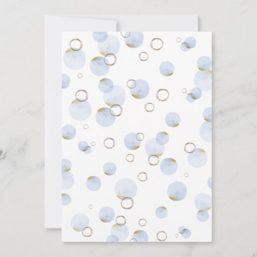 Blauw Goud Happy Hour Bubble en Baby shower Kaart (Achterkant)