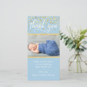 Blauw Goud HARTELIJK DANK JE Welkom Baby Jongen |  Bedankkaart (Staand voorkant)