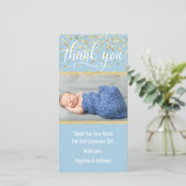 Blauw Goud HARTELIJK DANK Jeugdfeest Jongen | FOTO Bedankkaart (Staand voorkant)