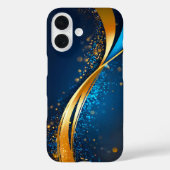 Blauw Goud Hedendaagse Abstracte Kunst Telefoon Ca Case-Mate iPhone Case (Achterkant)