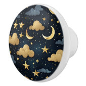 Blauw goud hemelpatroon maansterren keramische knop (Rechts)