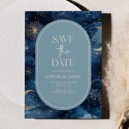 Blauw Goud Hemels Elegante Sterrenhemel Bruiloft Save The Date