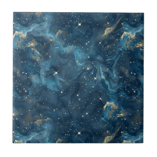 Blauw Goud Hemels Sterrenstelsel Nevel Sterren Tegeltje