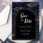Blauw goud hemelsastronomie sterren bruiloft save the date