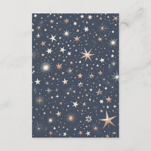 Blauw & Goud Hemelse Bruiloft Informatiekaartje (Achterkant)