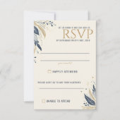 Blauw & Goud Hemelse Bruiloft RSVP Kaartje (Voorkant)