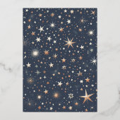 Blauw & Goud Hemelse Bruiloft Uitnodiging (Achterkant)