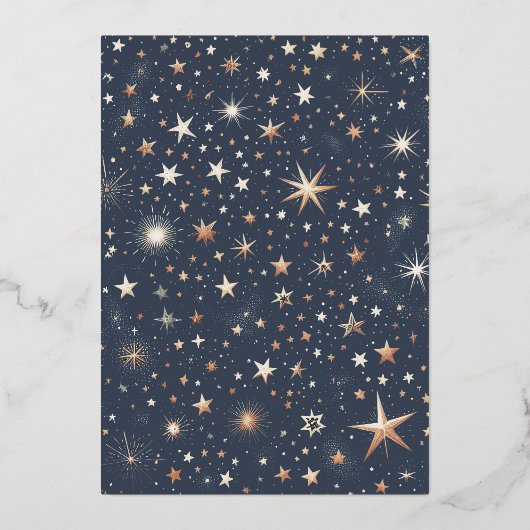 Blauw & Goud Hemelse Bruiloft Uitnodiging (Achterkant)