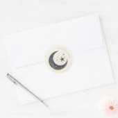 Blauw & Goud Hemelse Bruiloft Uitnodiging Ronde Sticker (Envelop)