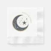 Blauw & Goud Hemelse Bruiloft Uitnodiging Servet (Voorkant)