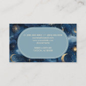 Blauw Goud Hemelse Maan Zonnesterren Custom Visitekaartje (Achterkant)