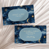Blauw Goud Hemelse Maan Zonnesterren Custom Visitekaartje