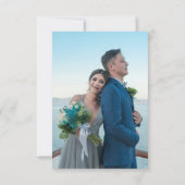 Blauw Goud Hemelse Zon Maan Sterren Dubbele Foto Save The Date (Achterkant)