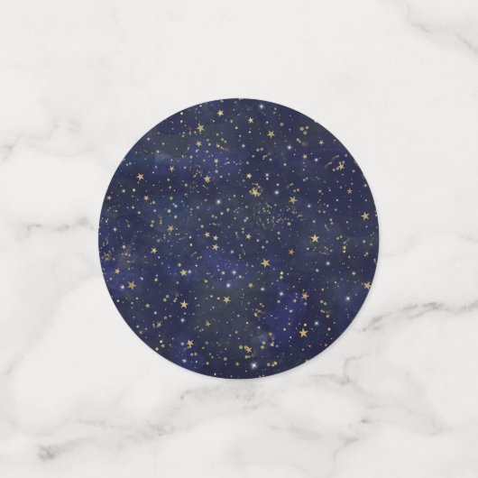 Blauw & Goud Hemelsterren Fantasievolle Waterverf Confetti (Kleine voorkant)