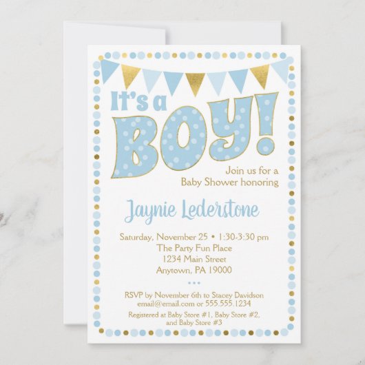 Blauw goud Het is een Stip van de Uitnodiging van (Voorkant)