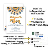 Blauw goud hier komt het Son Baby shower Kaart