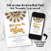 Blauw goud hier komt het Son Baby shower Kaart