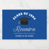 Blauw Goud High School Reunion Custom Party Mini Sparkling Wijnetiket (Enkel label)