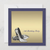 Blauw Goud Hoge Hakken Vrouwen 50ste Verjaardag Kaart (Achterkant)