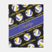 blauw goud Ik hou van volleybal girly gepersonalis Fleece Deken (Voorkant)