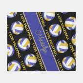 blauw goud Ik hou van volleybal girly gepersonalis Fleece Deken (Voorkant (Horizontaal))