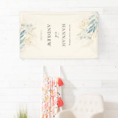 Blauw Goud (Imitat) Beige Bruiloft Collectie Spandoek (Insitu)