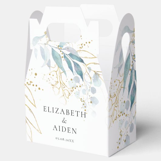 Blauw Goud ( Imitat ) Wit Bruiloft Collectie Bedankdoosjes (Geopend)