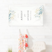 Blauw Goud (Imitat) Wit Bruiloft Collectie Spandoek (Insitu)