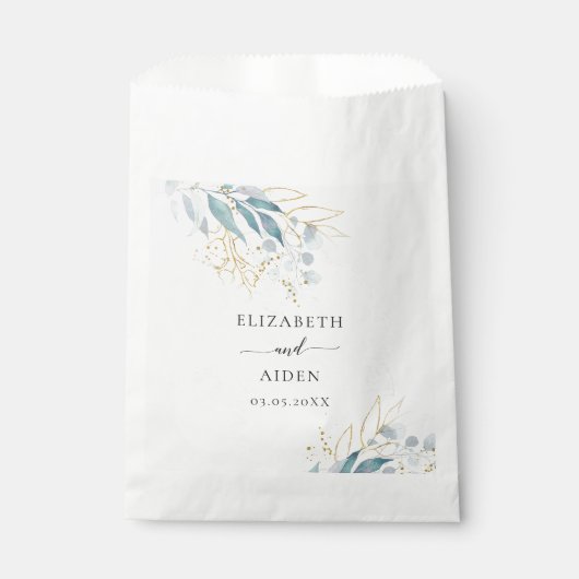 Blauw Goud (Imiteer) Waterverf Bruiloft Collectie Bedankzakje (Voorkant)