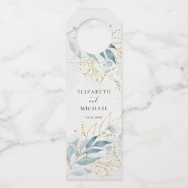 Blauw Goud (Imiteer) Waterverf Bruiloft Collectie Flessenhanger