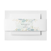 Blauw Goud (Imiteer) Waterverf Bruiloft Collectie Uitnodigingen Wikkel (Voorkant Voorbeeld)