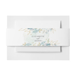 Blauw Goud (Imiteer) Waterverf Bruiloft Collectie Uitnodigingen Wikkel