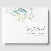 Blauw Goud (Imiteer) Wit Bruiloft Collectie Gastenboek (Voorkant)
