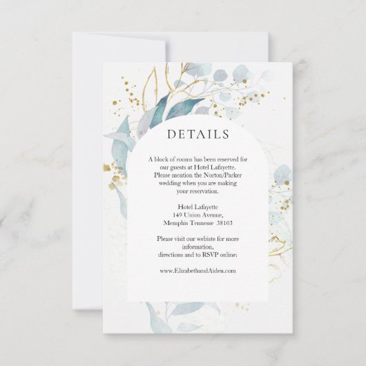 Blauw Goud (Imiteer) Wit Bruiloft Collectie RSVP (Voorkant)