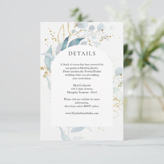 Blauw Goud (Imiteer) Wit Bruiloft Collectie RSVP (Staand voorkant)