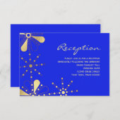 Blauw & Goud Indiaans Geïnspireerde Ontvangst Info Kaart (Voorkant / Achterkant)