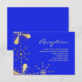 Blauw & Goud Indiaans geïnspireerde ontvangstinfo Kaart (Voorkant / Achterkant)