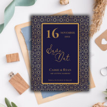 Blauw Goud Ingewikkeld Ontwerp Trouwen Save the Da