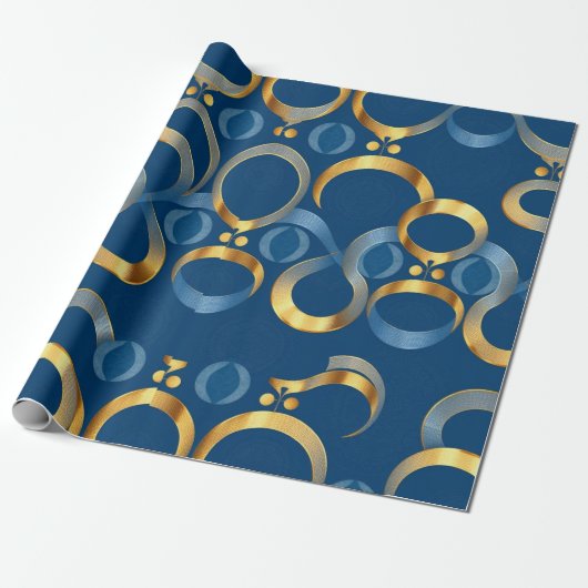 Blauw goud inpakpapier (Uitgerold)