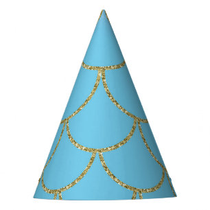 Blauw & Goud Iridescerende Glans Zeemeermin Feestj Feesthoedjes