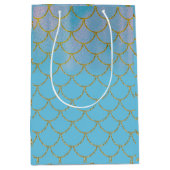 Blauw & Goud Iriserend Glanzende Zeemeermin Feestj Medium Cadeauzakje (Voorkant)