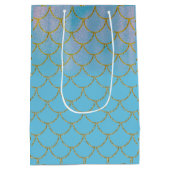 Blauw & Goud Iriserend Glanzende Zeemeermin Feestj Medium Cadeauzakje (Achterkant)