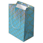 Blauw & Goud Iriserend Glanzende Zeemeermin Feestj Medium Cadeauzakje (Achterkant Gekanteld)