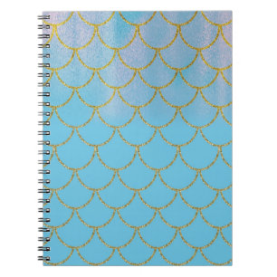 Blauw & Goud Iriserend Glanzende Zeemeermin Schubb Notitieboek