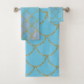 Blauw & Goud iriserende glans zeemeermin schubben Bad Handdoek (Insitu)