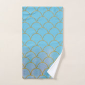 Blauw & Goud iriserende glans zeemeermin schubben Bad Handdoek (Handdoek)